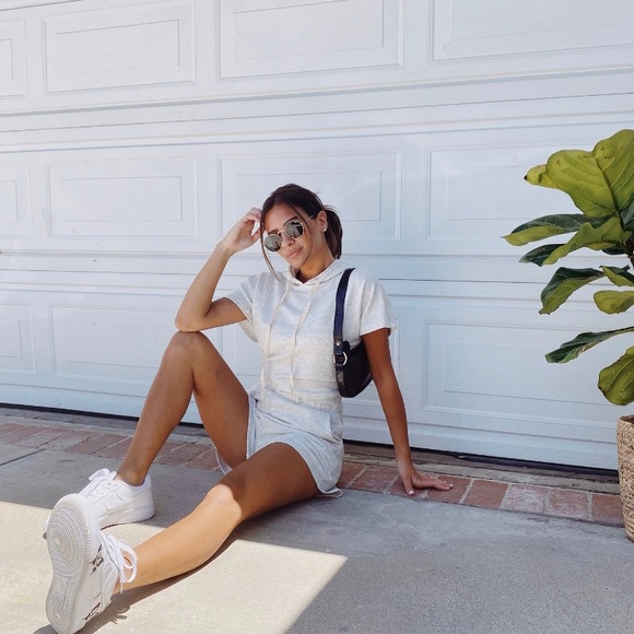 Pants - Gray hooded two piece short set